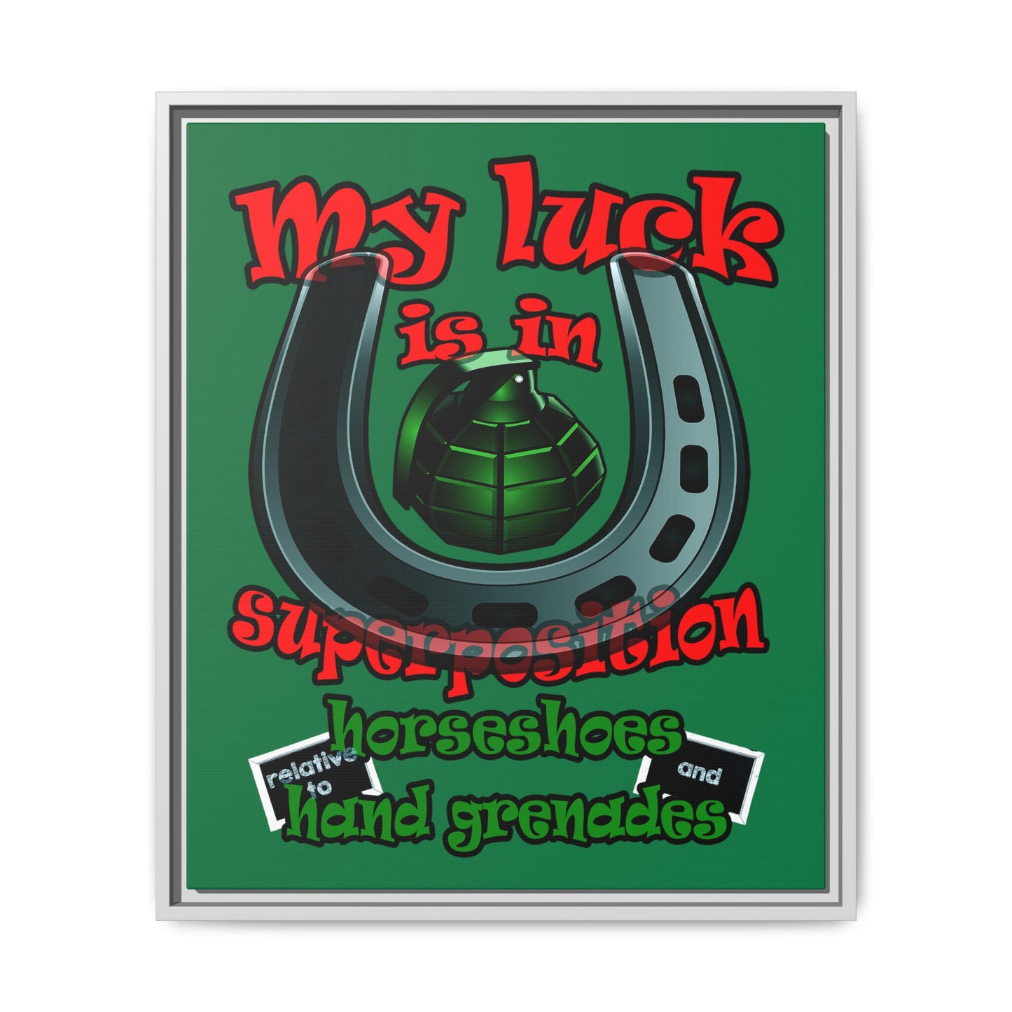 my luck - framed canvas art (dark green)