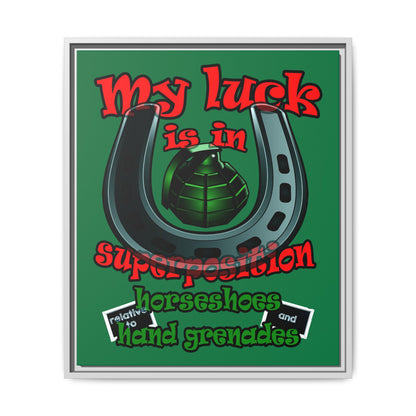 my luck - framed canvas art (dark green)