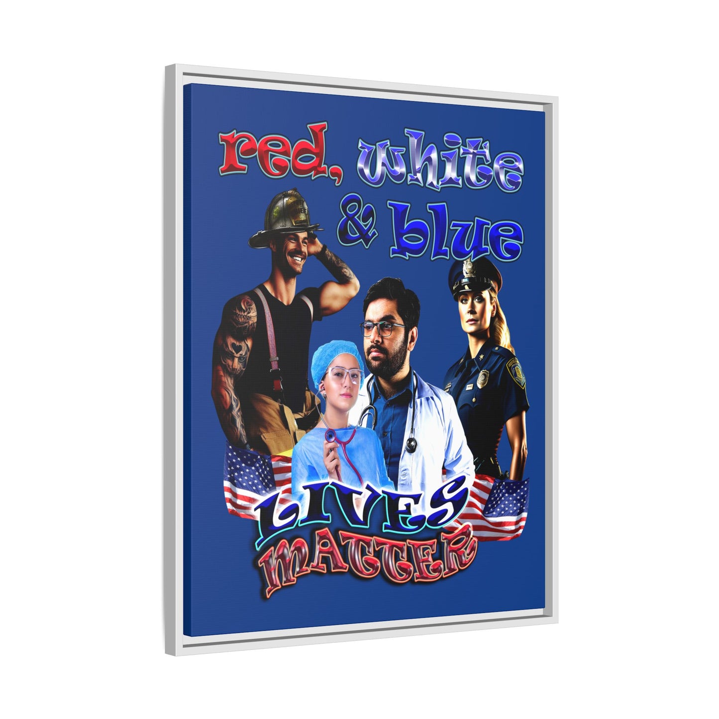 rw&b lives matter - framed canvas art (dark blue)