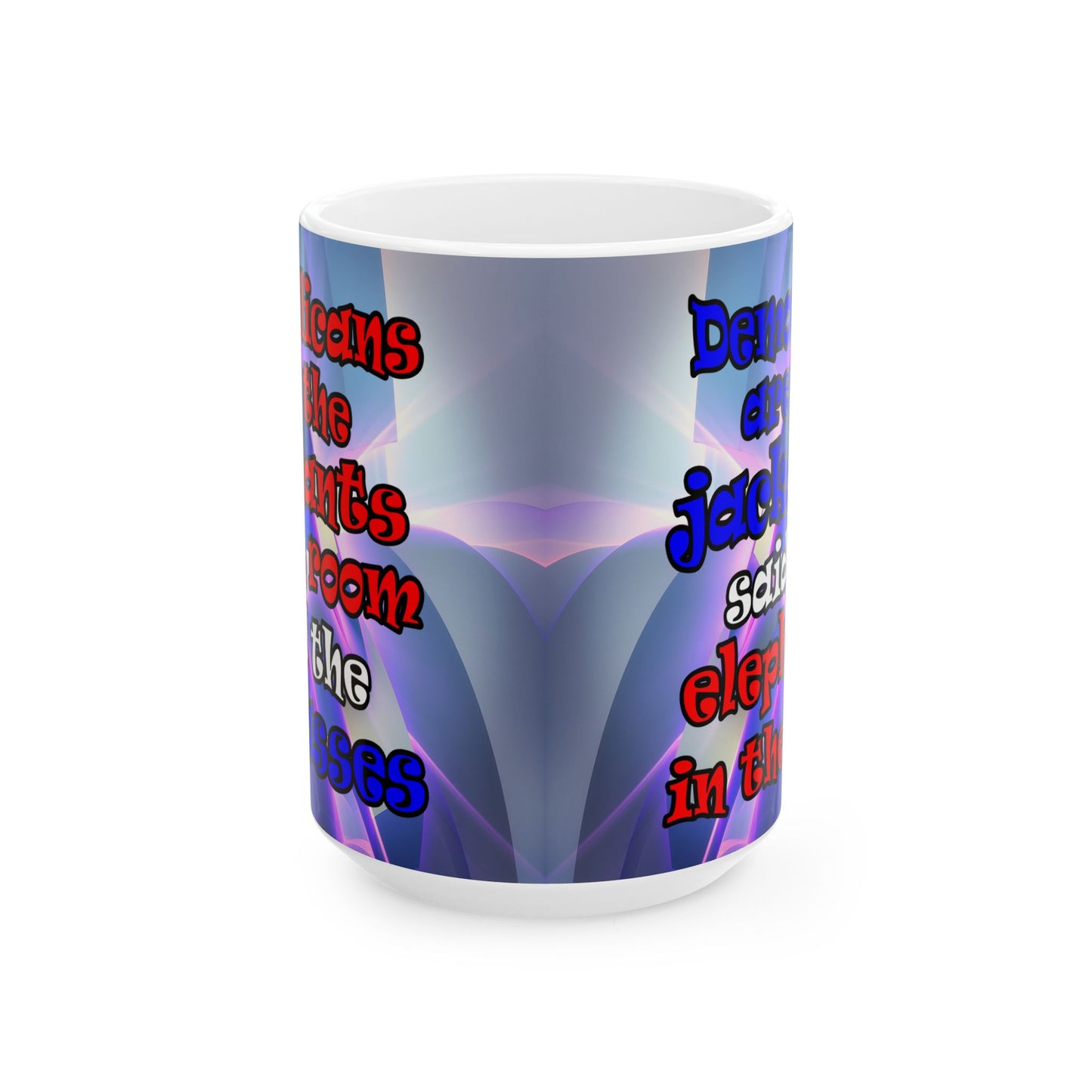 donkeys and elephants - White Mug (grey-pink wave)