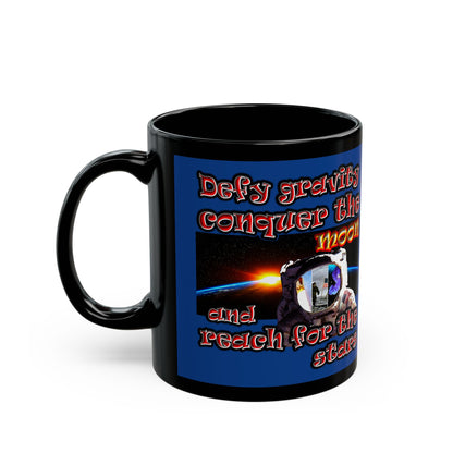 defy conquer reach - Black Mug (dark blue)