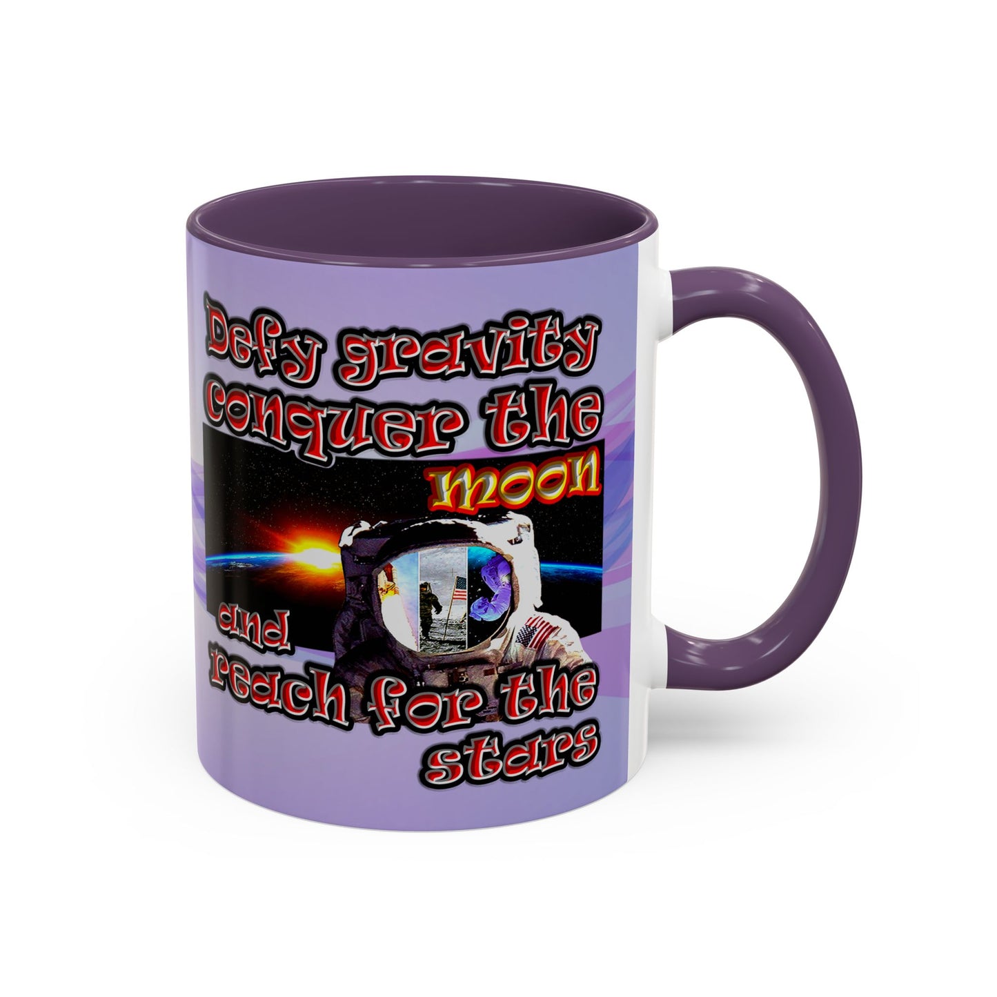 defy conquer reach - Accent Mug (light blue-pink wave)