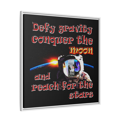 defy conquer reach - framed canvas art (black)