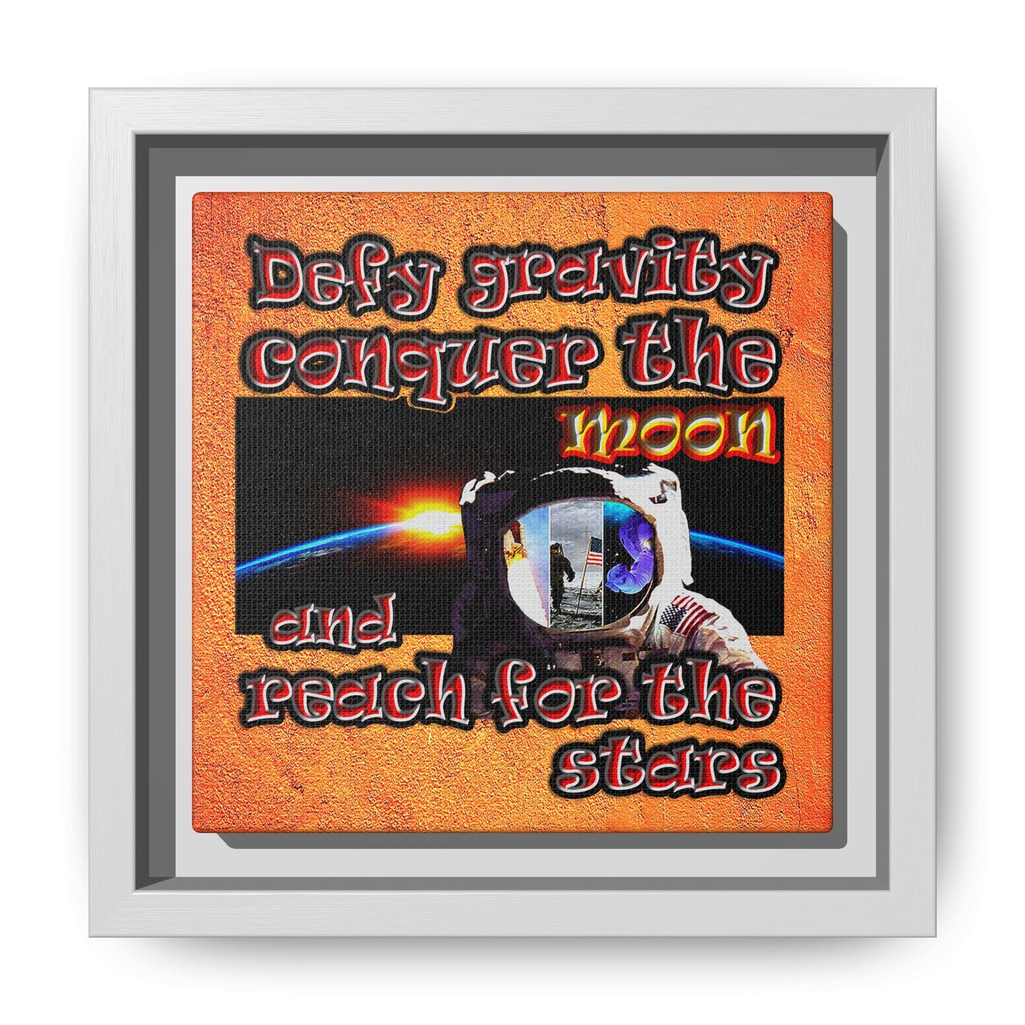 defy conquer reach - framed canvas art (burnt orange)