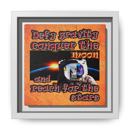 defy conquer reach - framed canvas art (burnt orange)