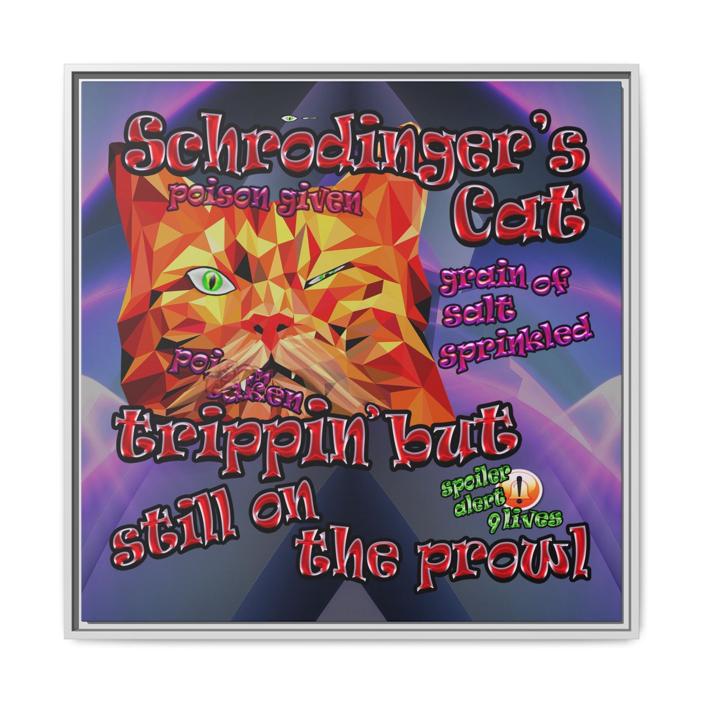 schrodinger's cat - framed canvas art (grey-pink wave)