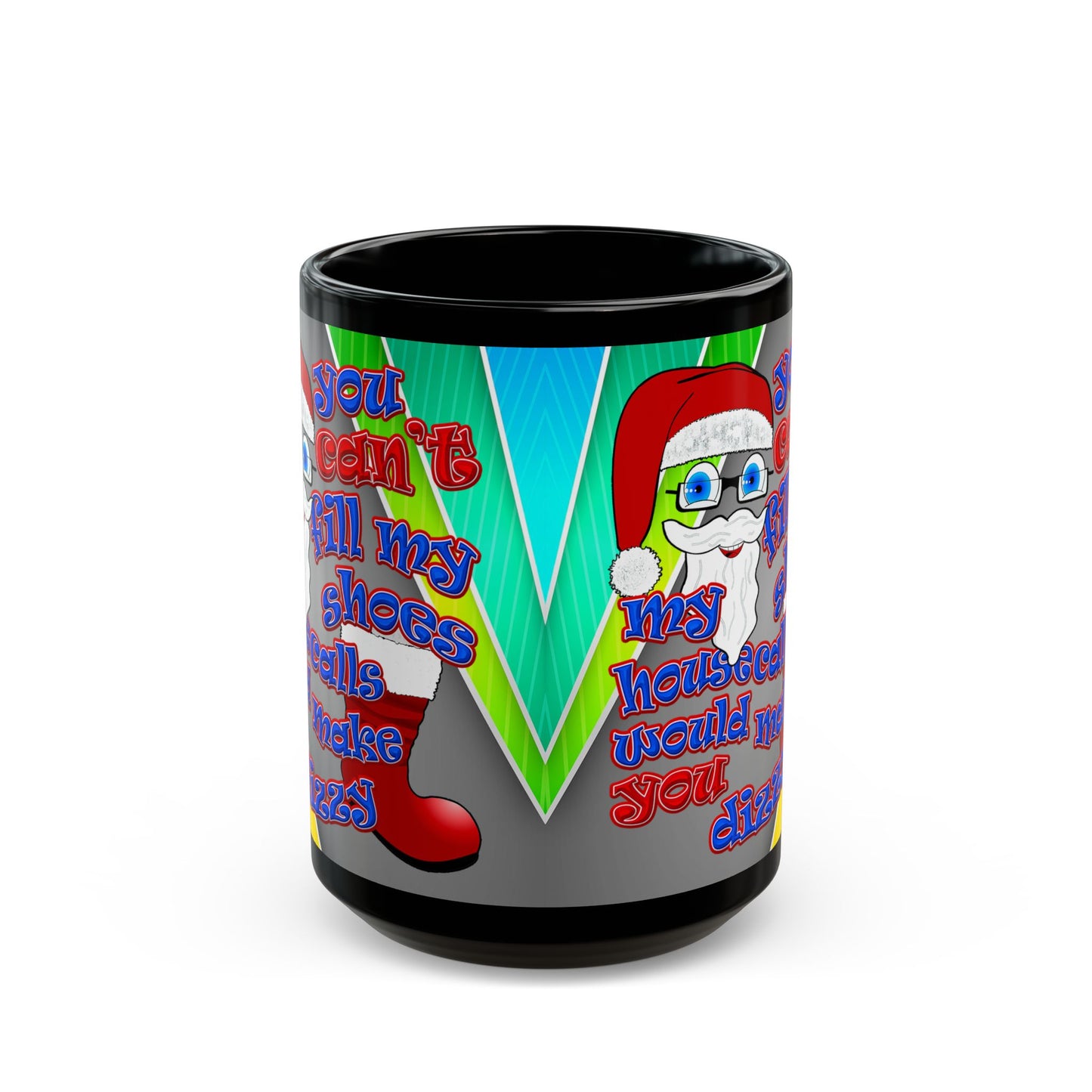 santa's shoes - Black Mug (rainbow split)