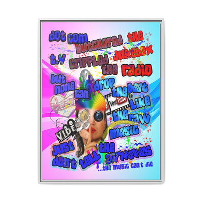 drop the beat - framed canvas art (light blue-pink wave)