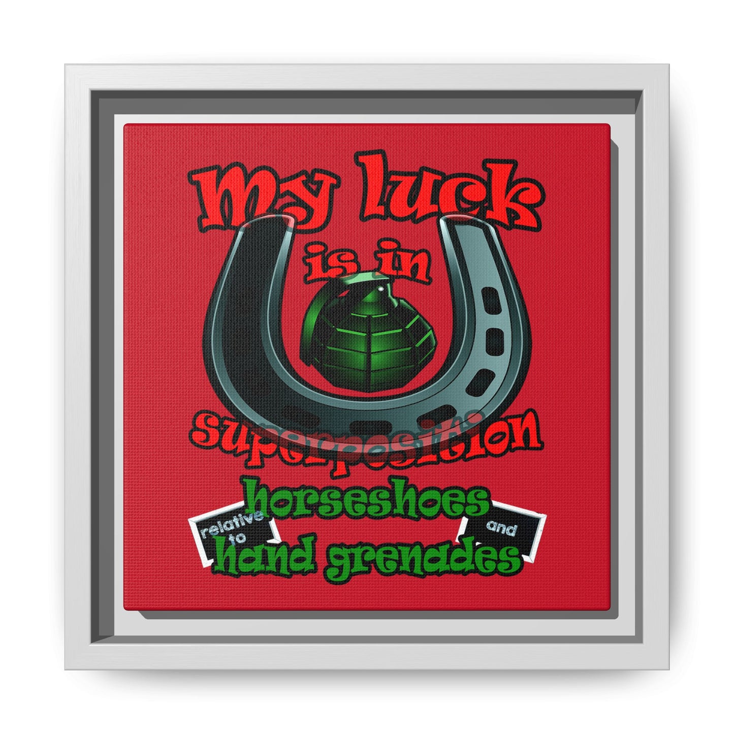 my luck - framed canvas art (dark red)