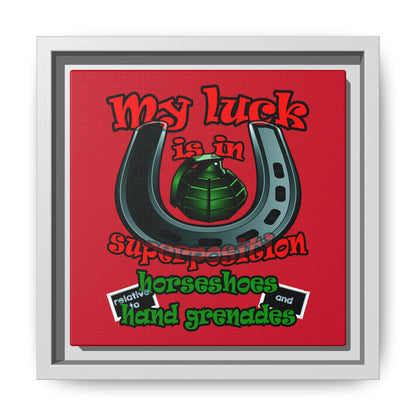my luck - framed canvas art (dark red)