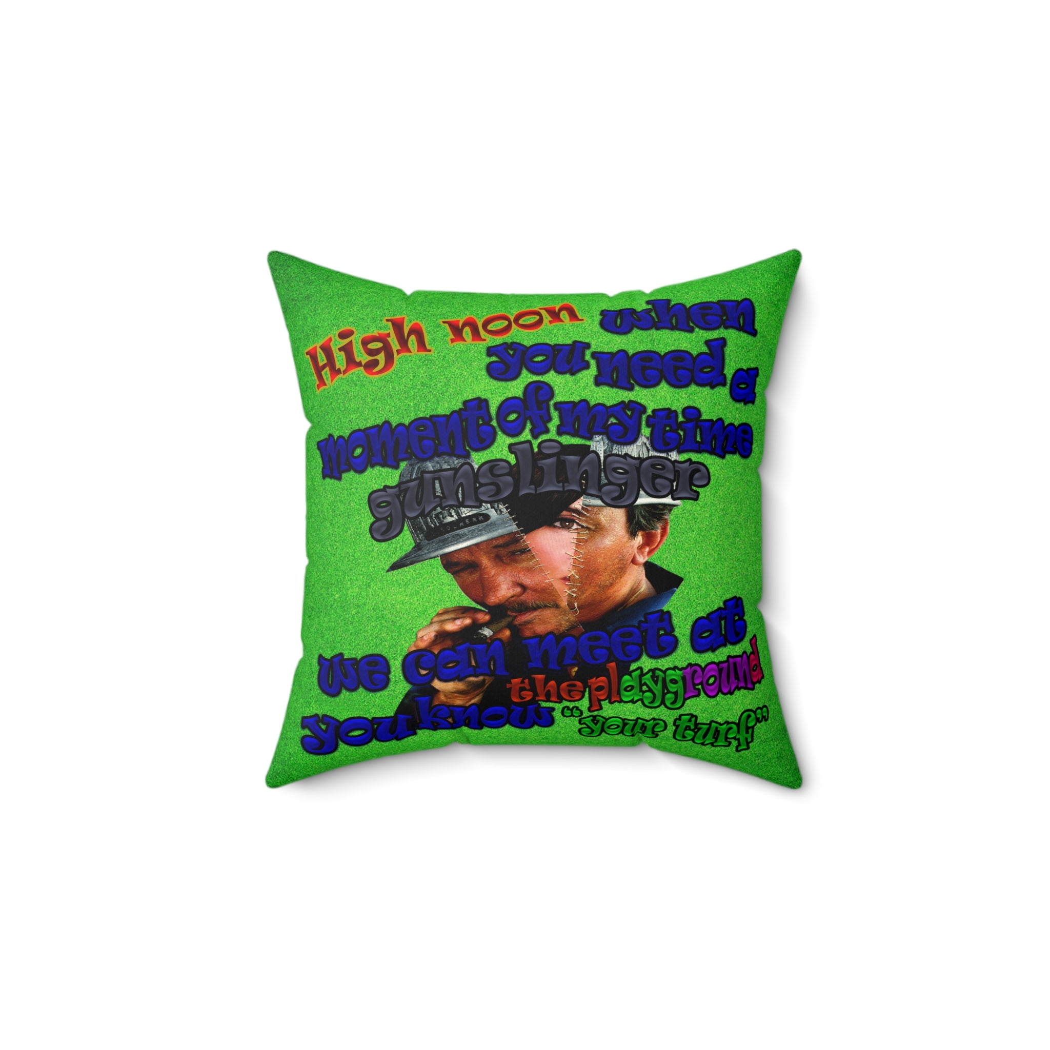high noon - Faux Suede Square Pillow - (green turf)