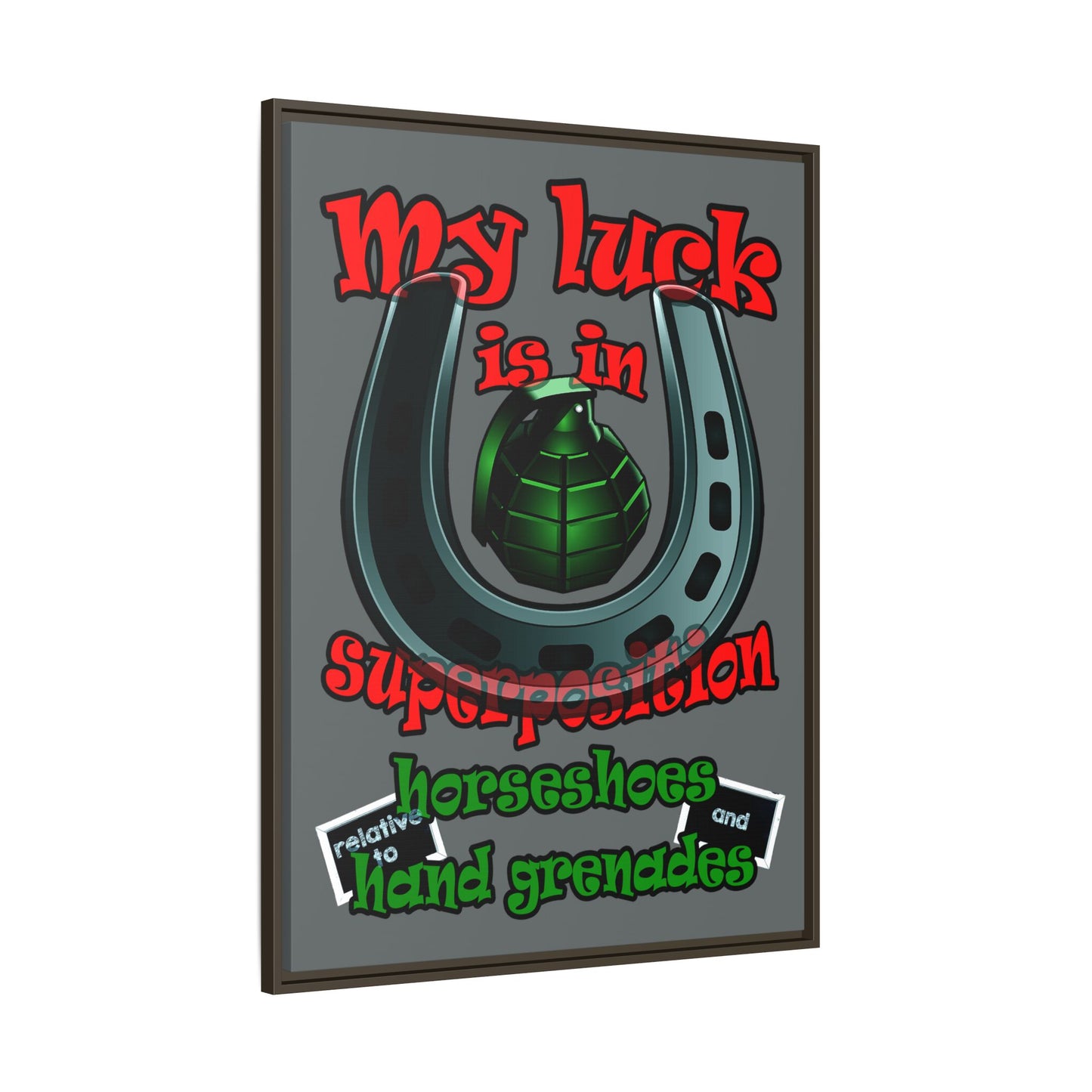 my luck - framed canvas art (dark grey)