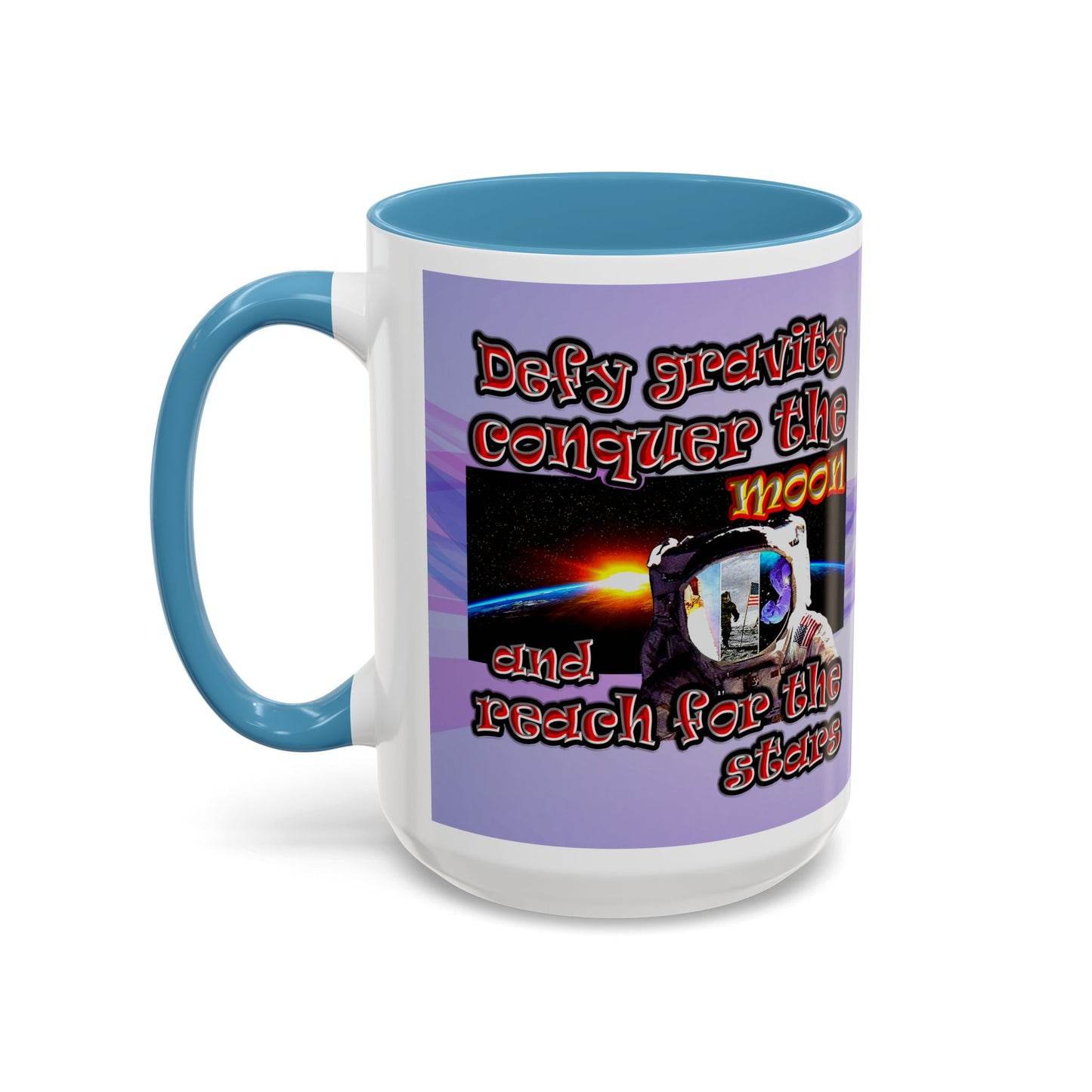 defy conquer reach - Accent Mug (light blue-pink wave)