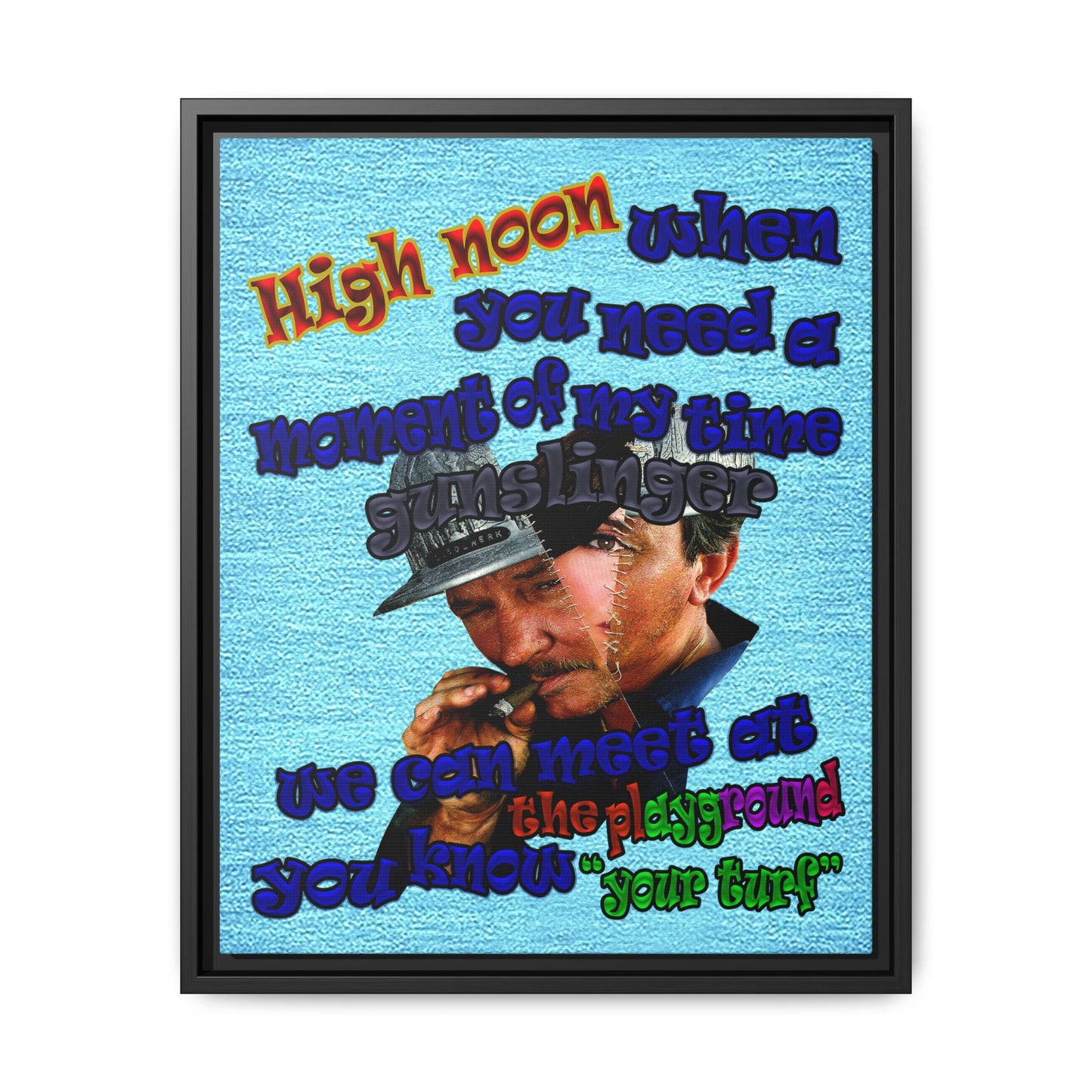 high noon - framed canvas art (faded blue)