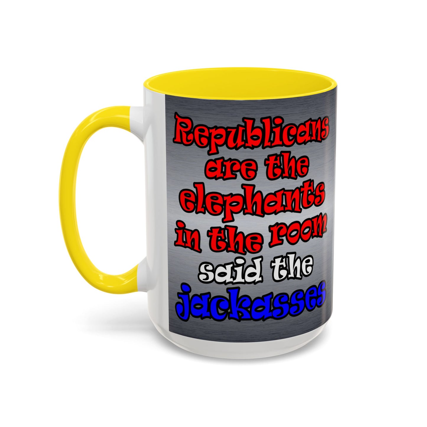 donkeys and elephants - Accent Mug (brushed nickel)