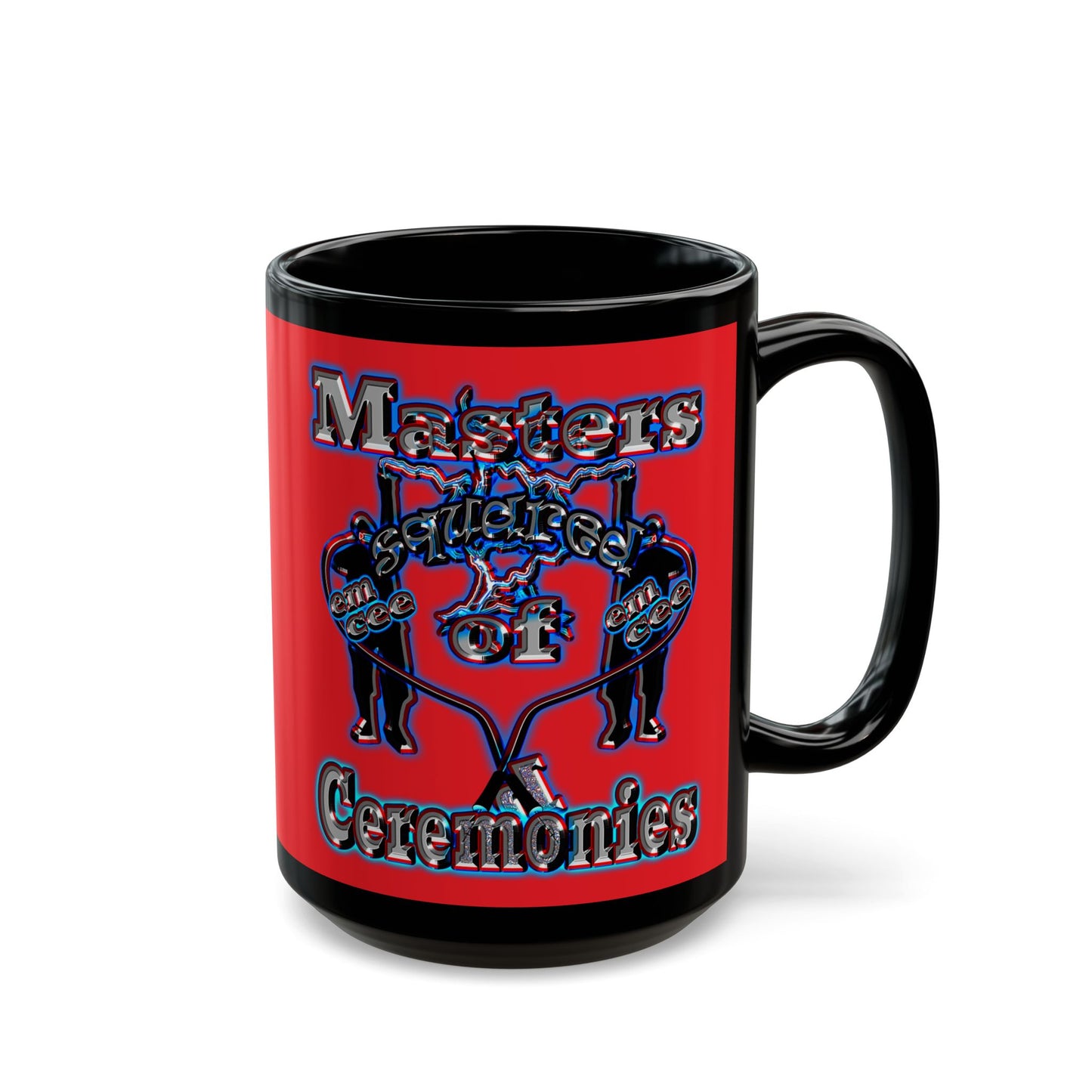 em cee squared - Black Mug (red)