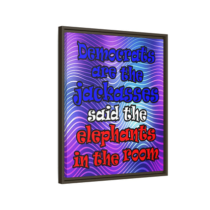 donkeys and elephants - framed canvas art (purple wave)