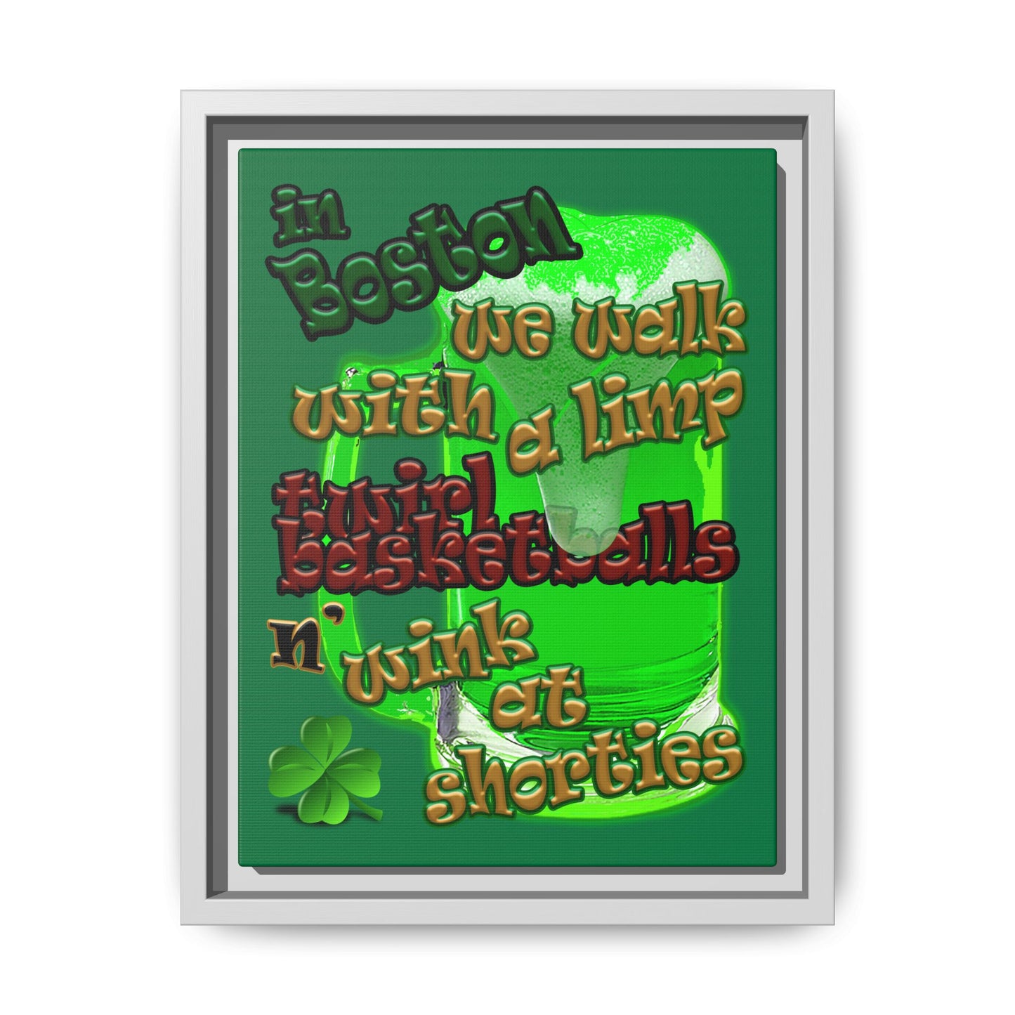 celtics logo - framed canvas art (dark green)