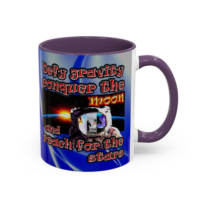 defy conquer reach - Accent Mug (blue-white wave)