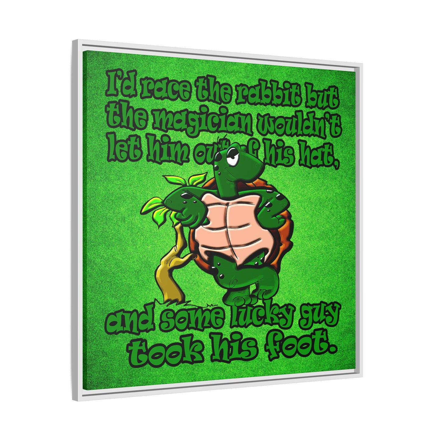 turtle race - framed canvas art (green turf)