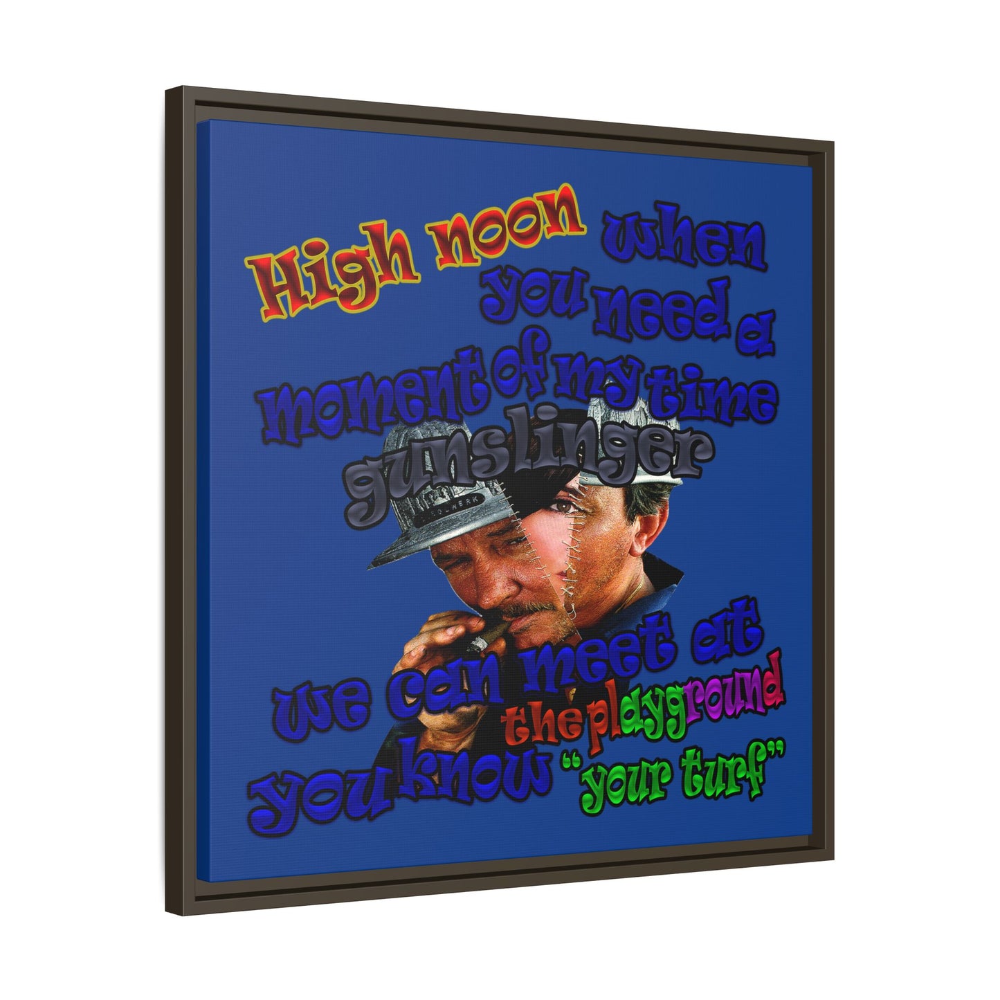 high noon - framed canvas art (dark blue)