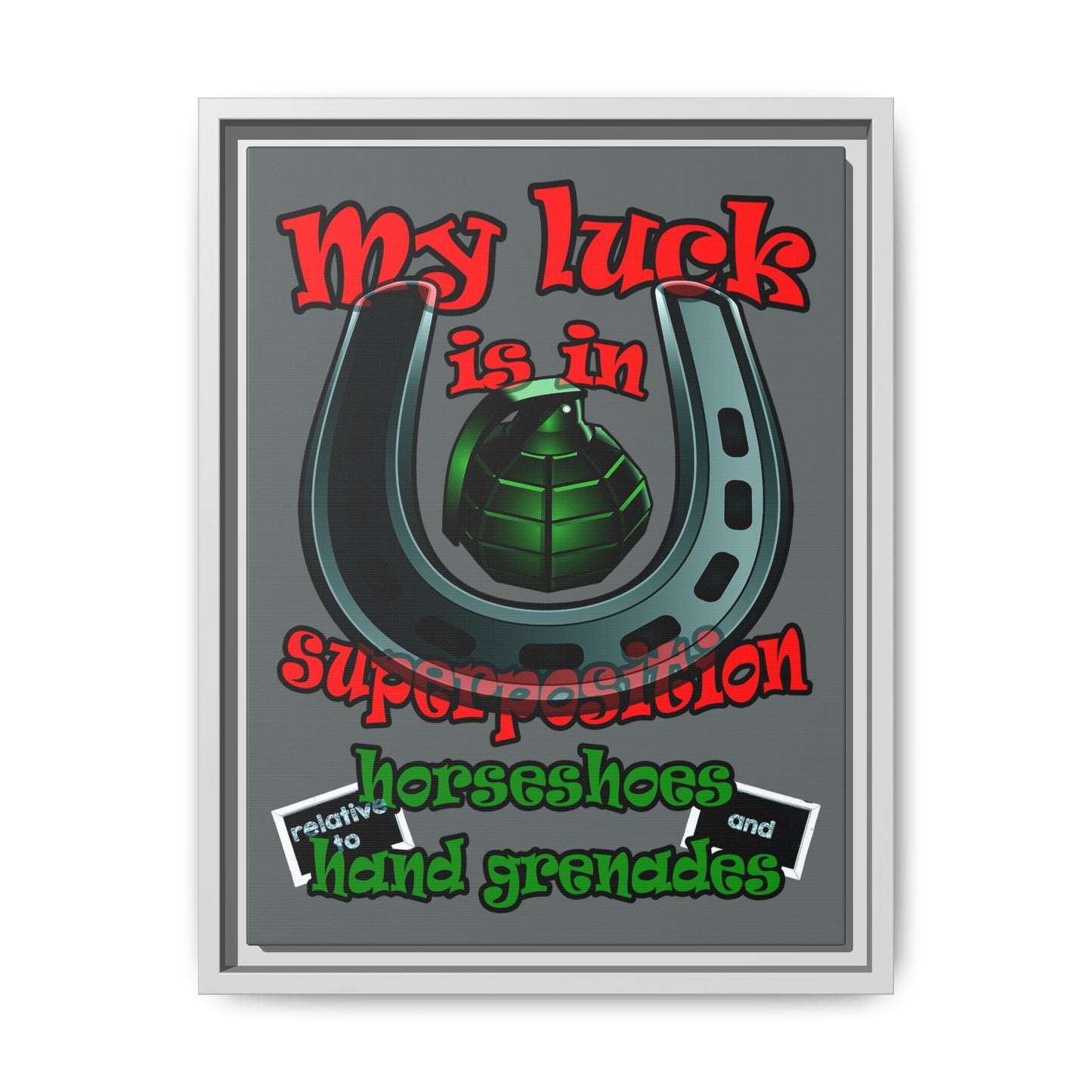 my luck - framed canvas art (dark grey)