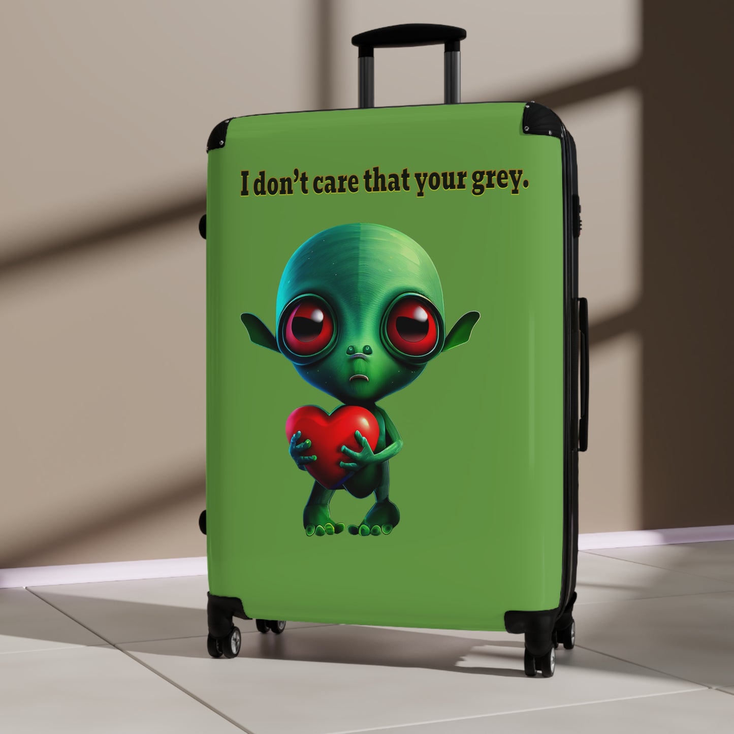 I don't care that your grey - Suitcase (green)