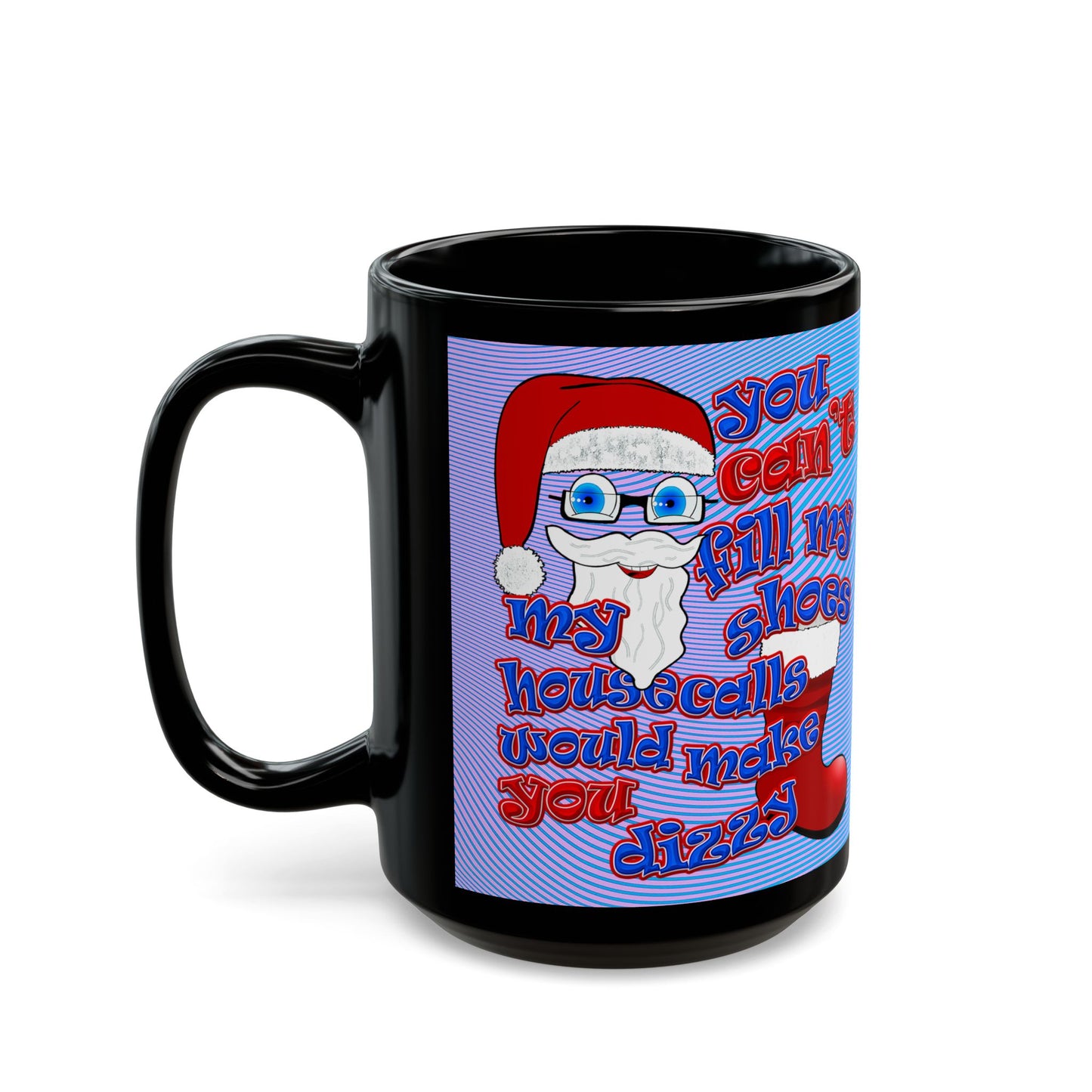 santa's shoes - Black Mug (light blue-purple wave)
