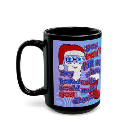santa's shoes - Black Mug (light blue-purple wave)