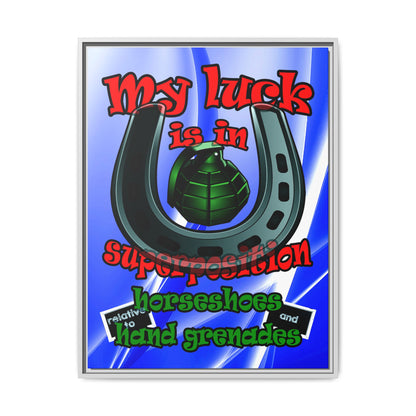 my luck - framed canvas art (blue-white wave)