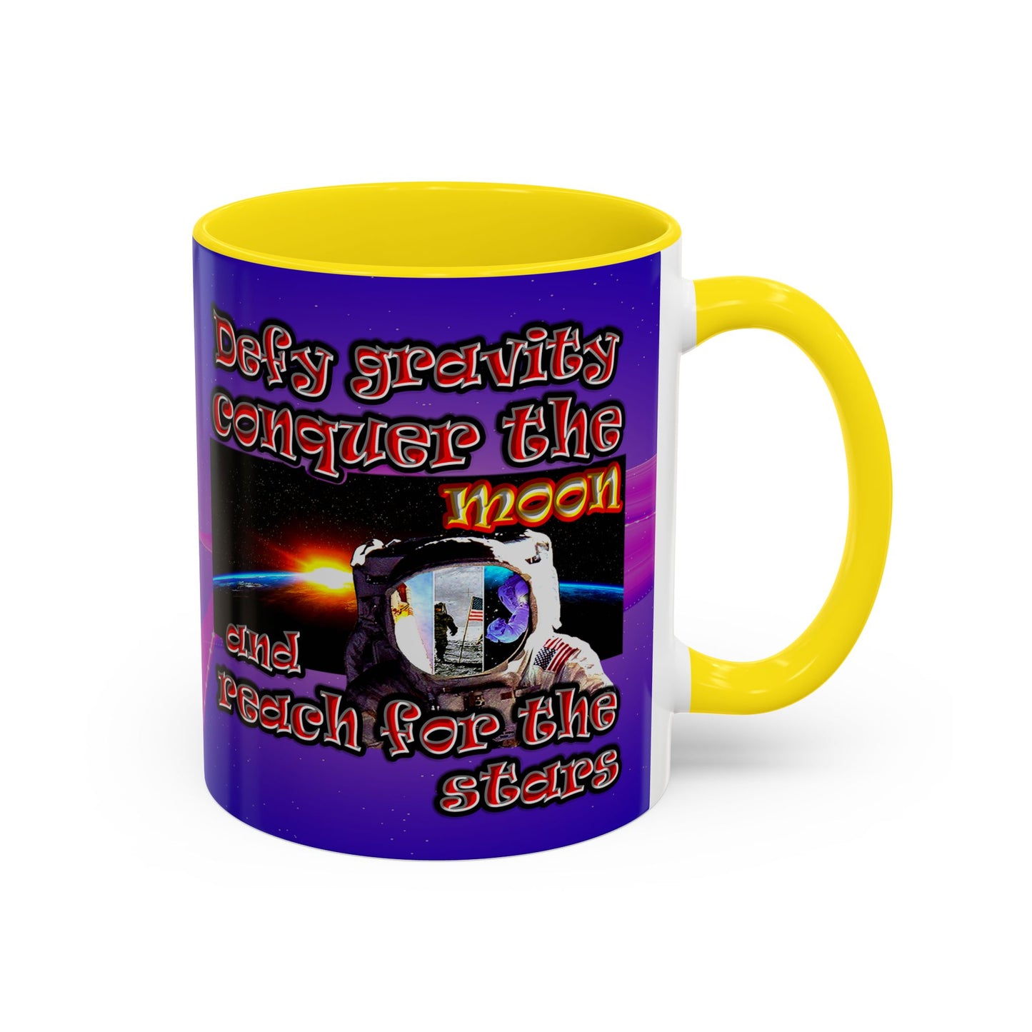 defy conquer reach - Accent Mug (purple-pink wave)
