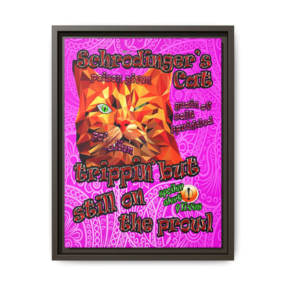 schrodinger's cat - framed canvas art (pink swirl)