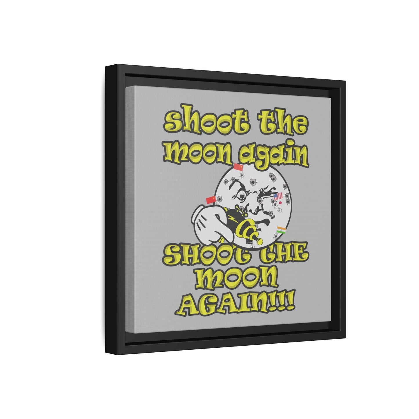 shoot the moon again - framed canvas art (light grey)