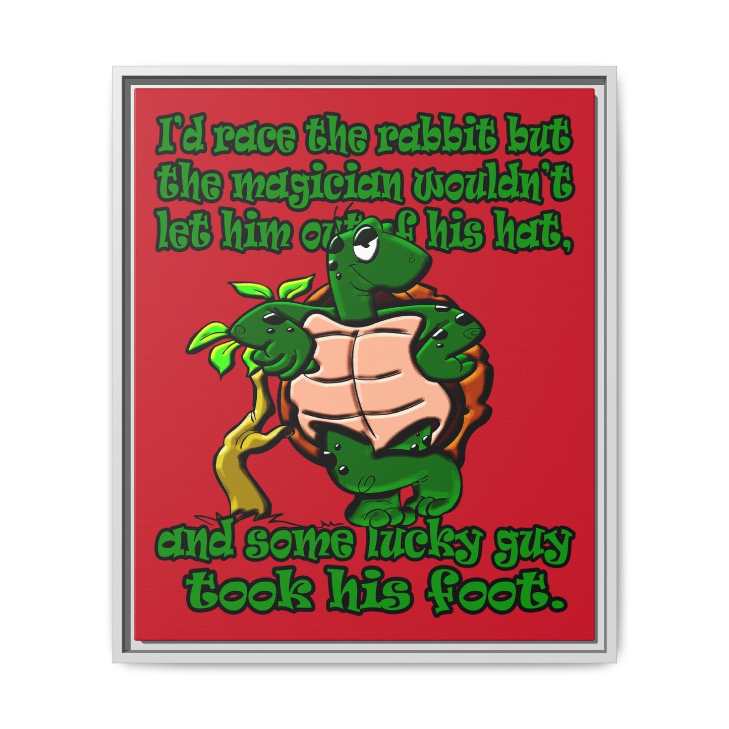 turtle race - framed canvas art (dark red)