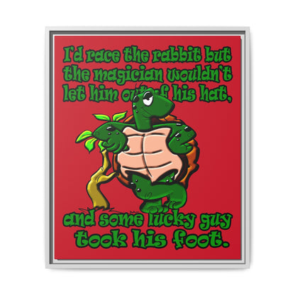 turtle race - framed canvas art (dark red)
