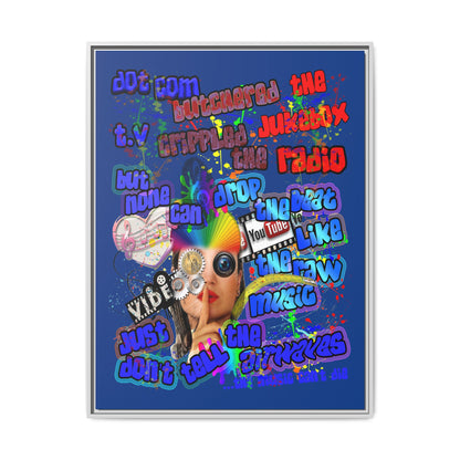 drop the beat - framed canvas art (dark blue)
