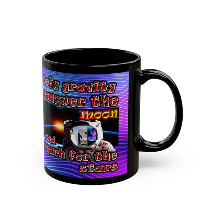 defy conquer reach - Black Mug (purple wave)