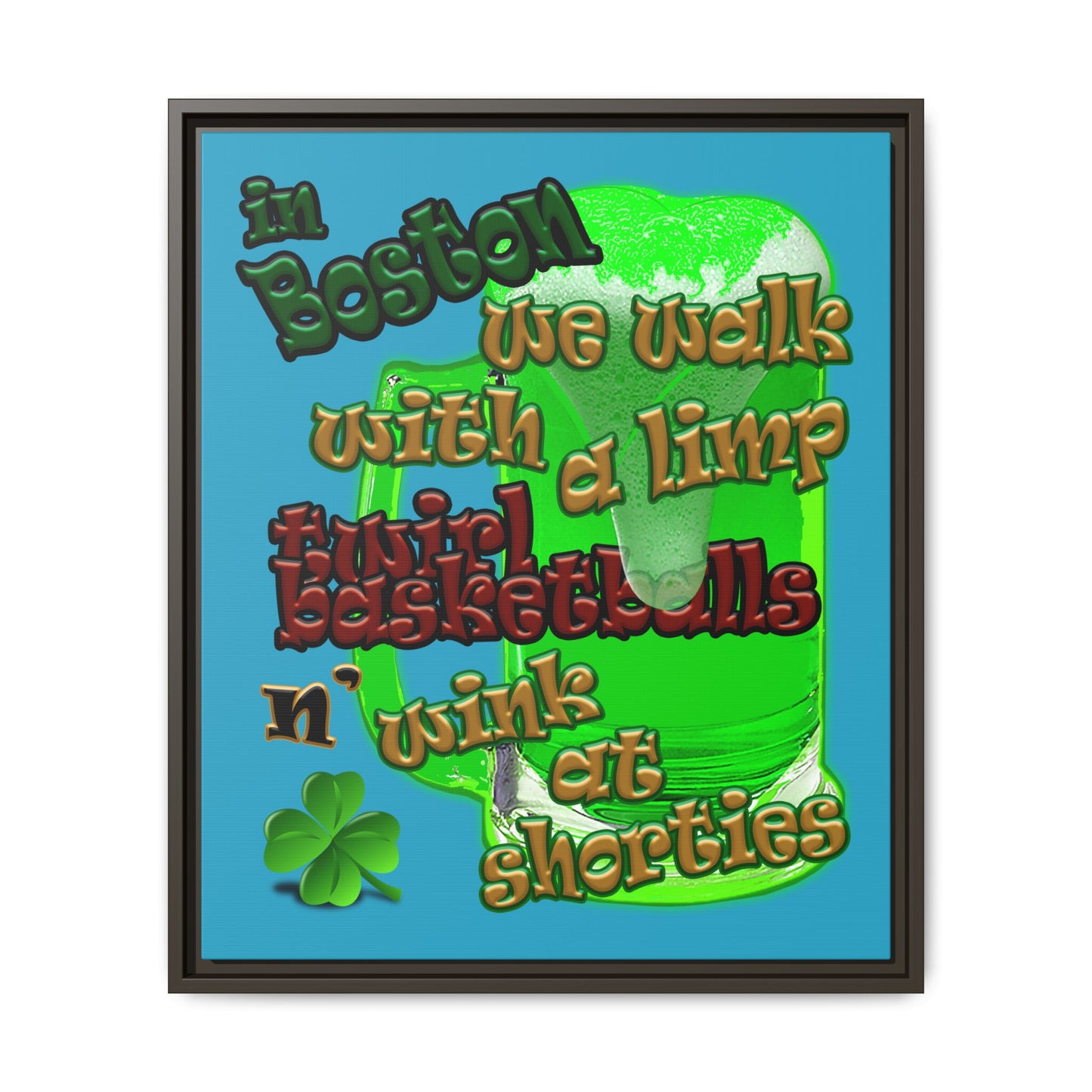 celtics logo - framed canvas art (turquoise)