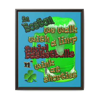 celtics logo - framed canvas art (turquoise)