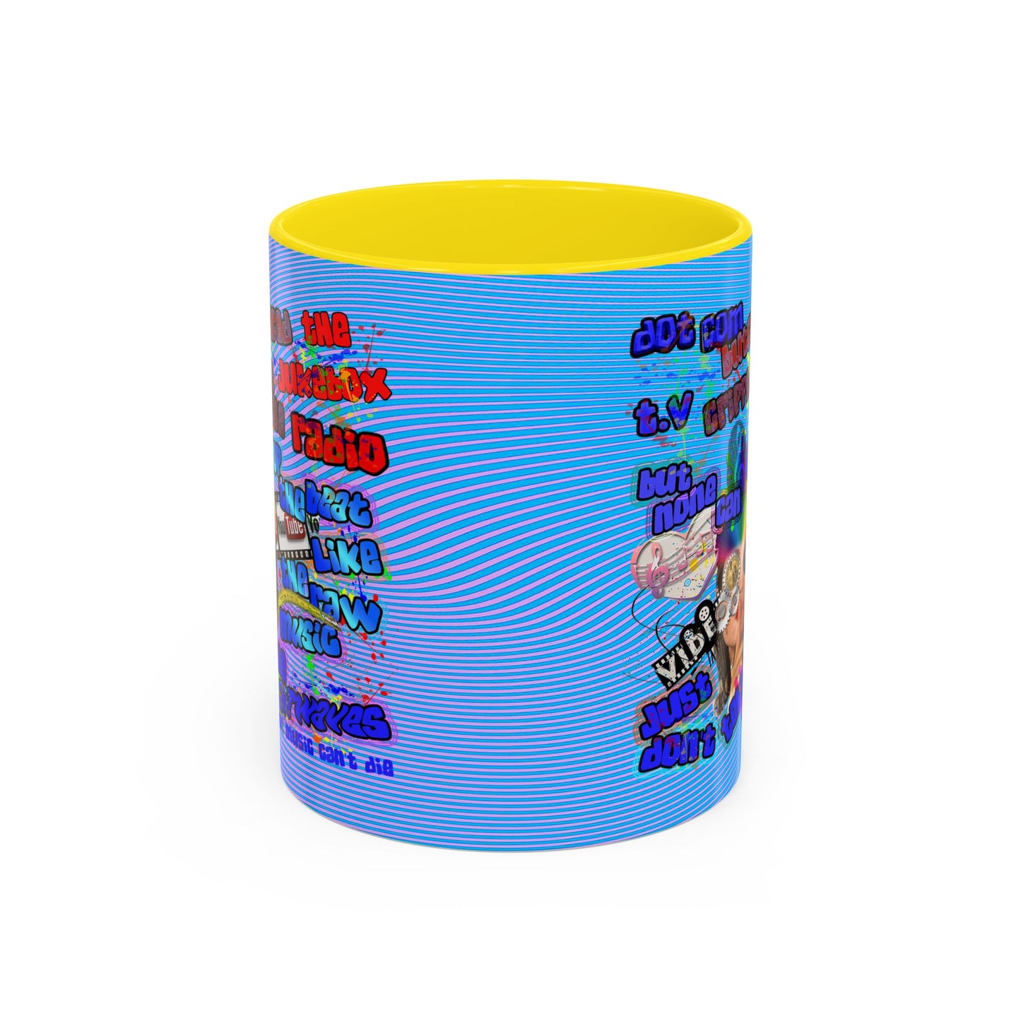 drop the beat - Accent Mug (light blue-purple wave)