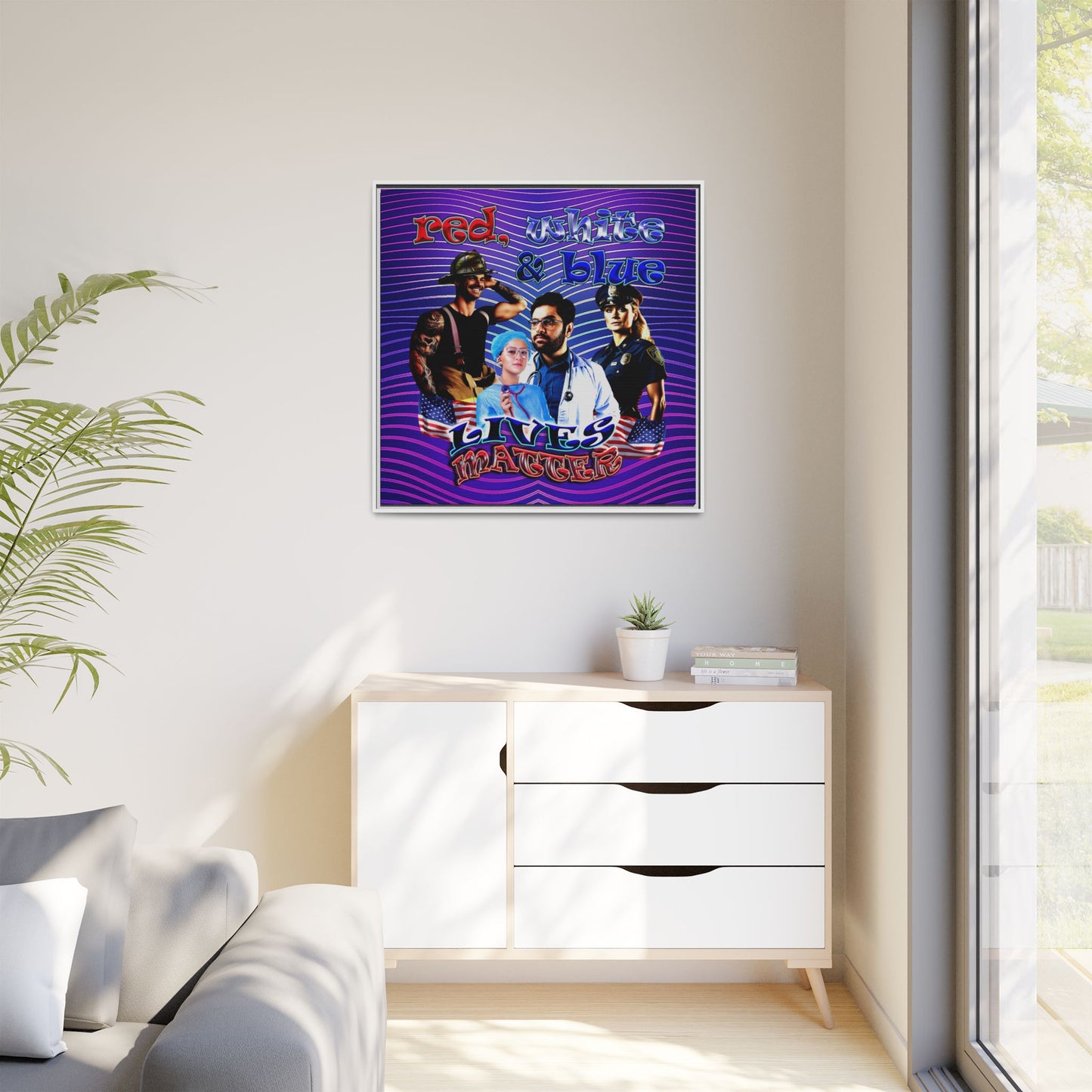 rw&b lives matter - framed canvas art (purple wave)