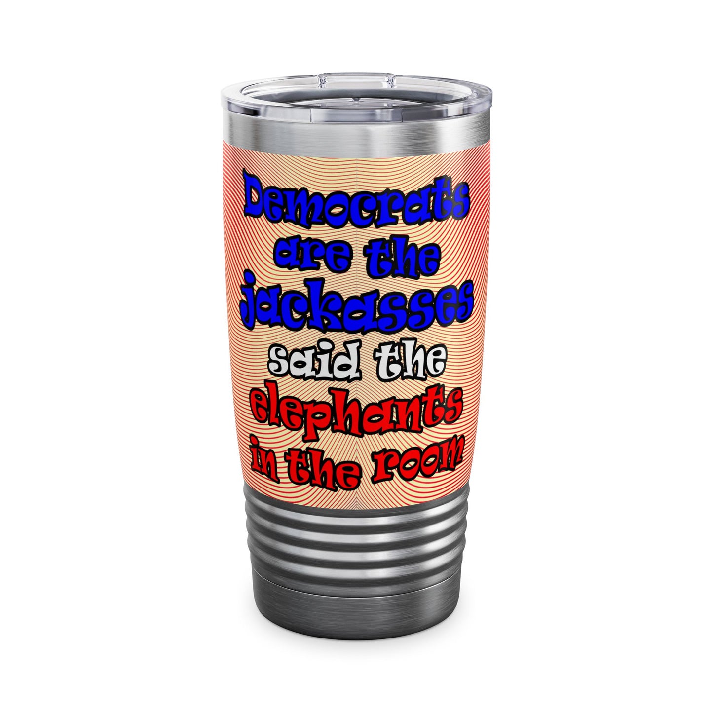 donkeys and elephants - Ringneck Tumbler, 20oz (yellow-orange wave)