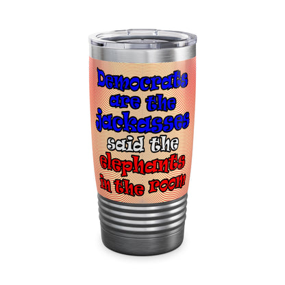 donkeys and elephants - Ringneck Tumbler, 20oz (yellow-orange wave)