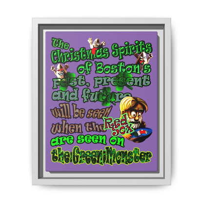 christmas spirits of boston - framed canvas art (light purple)