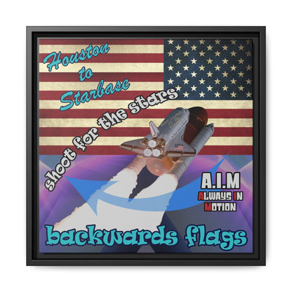 shoot for the stars - framed canvas art (grey-pink wave)