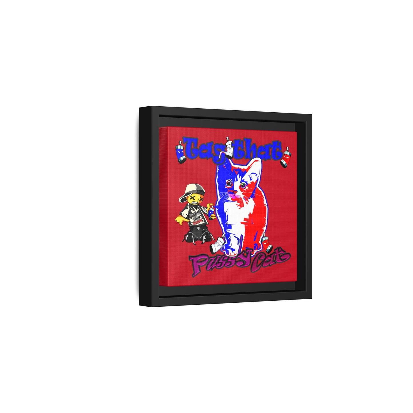 tag that - framed canvas art (dark red)