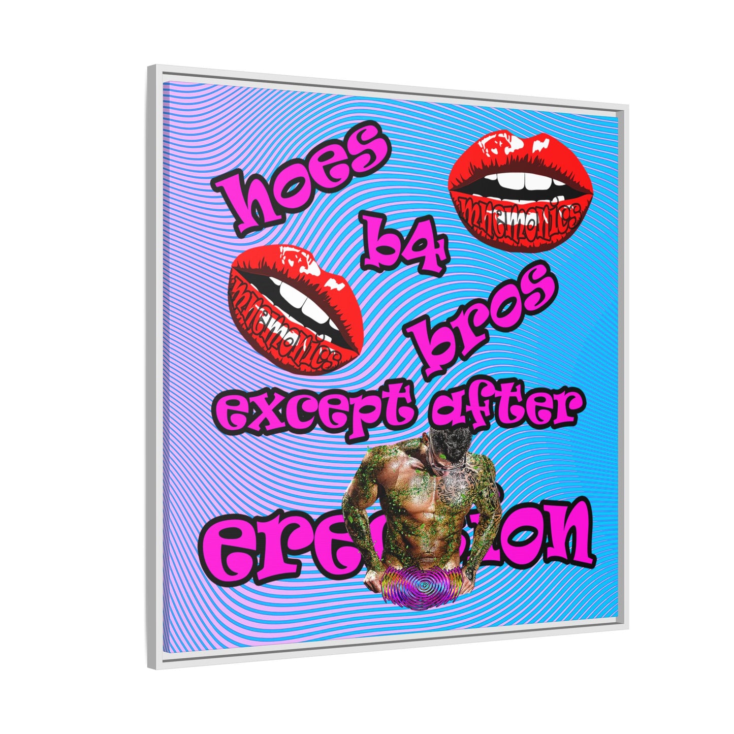 hoes b4 bros - framed canvas art (light blue-purple wave)