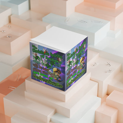christmas spirits of boston - note cube (grey-pink wave)
