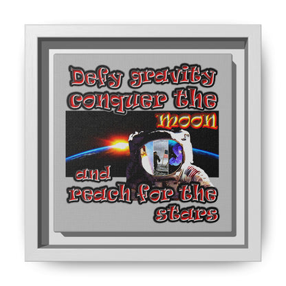 defy conquer reach - framed canvas art (light grey)