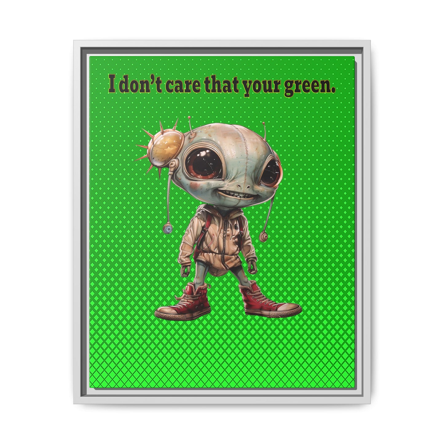 I don't care that your green - framed canvas art (logo green)